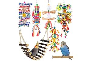 KATUMO Bird Toys, Parakeet Swing Parrot Ladder Cockatiel Perch Conure Hanging Bell Toys for Parakeet Conure Cockatiel Mynah Love Bird Small Birds
