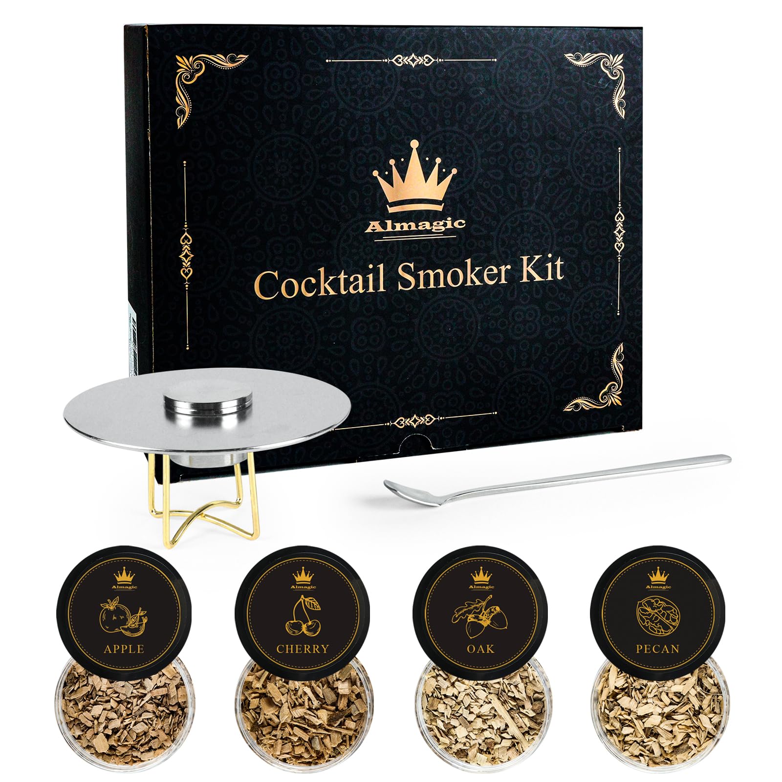 Photo 1 of Premium Cocktail Smoker Kit, 304 Stainless Steel Smoker – Durable Whiskey Smoker Kit for Beginners & Whiskey Enthusiasts – 4 Wood Chip Flavors for Bourbon Whiskey Cocktails – Gifts for Men