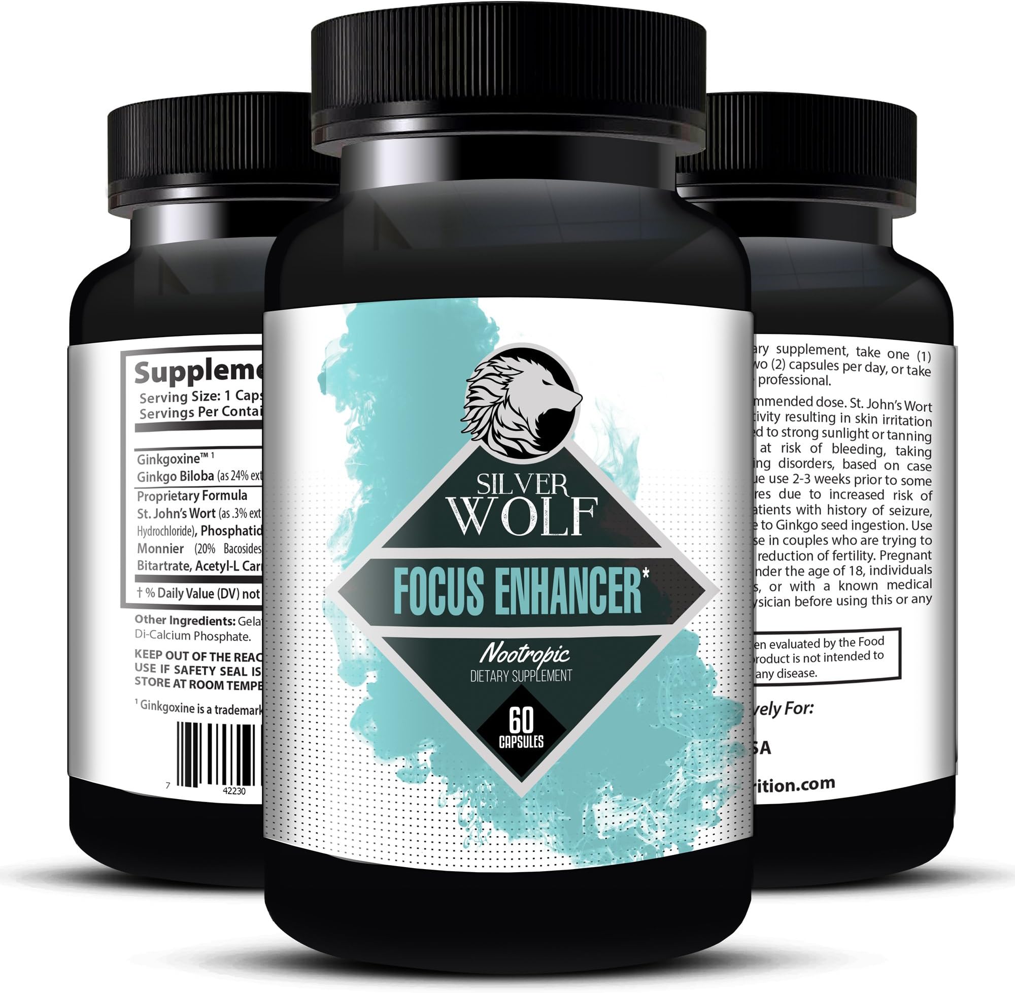 Silver Wolf Nutrition St Johns Wort Nootropic All Natural Focus Enhancer with Ginkgo Biloba and DMAE