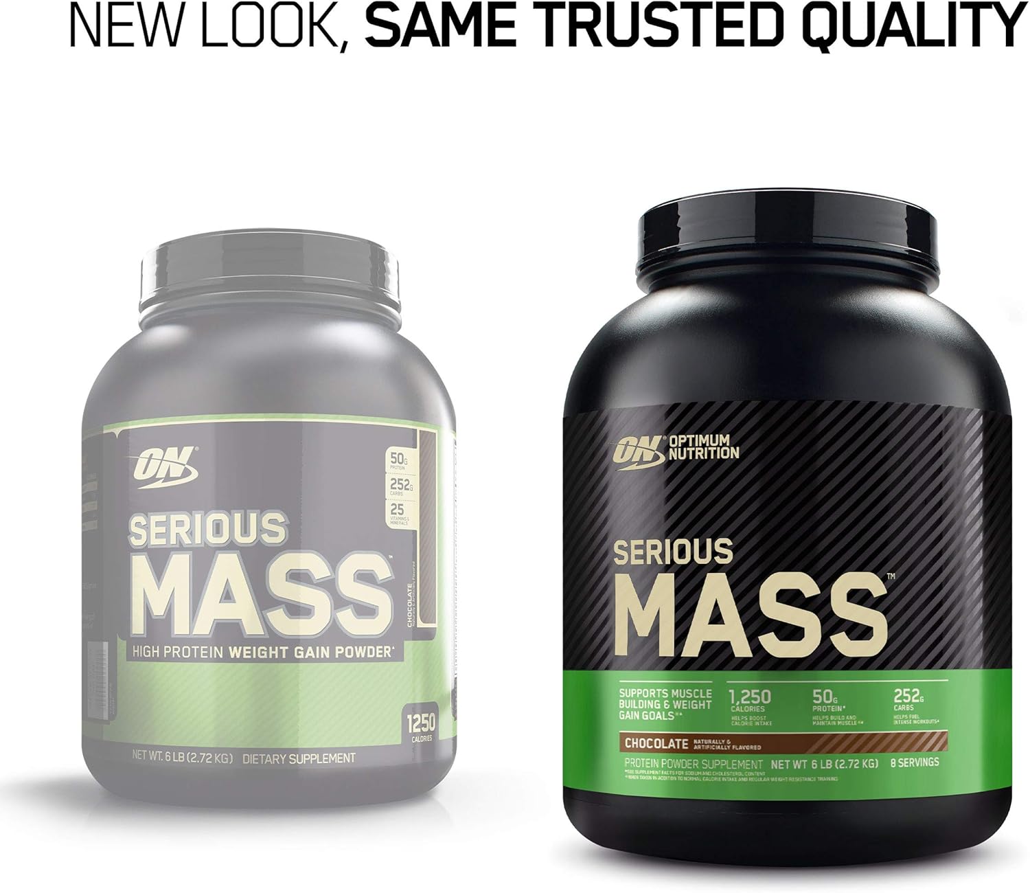 Optimum Nutrition Serious Mass Weight Gainer Protein Powder, Vitamin C, Zinc and Vitamin D for Immune Support, Chocolate, 6 Pound (Packaging May Vary): Health & Personal Care