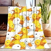 Duck Blanket for Women Men Girls Boys Kids, Super Soft Funny Cute White Yellow Ducks Stuff Decor Throw Blanket Gifts for Duck Lovers, Warm Cozy Plush Fleece Flannel Blankets 50"X40" for Couch Bedding