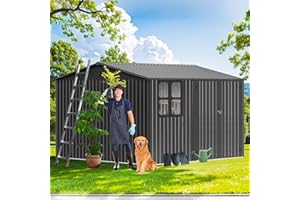 EMKK 10'x8' Large Metal Outdoor Storage Shed with Window, 10 x 8FT Large Metal Shed Storage House Heavy Duty Tool Storage Sheds for Backyard Patio Lawn - Ideal for Bicycles, Garden Tools, Lawn