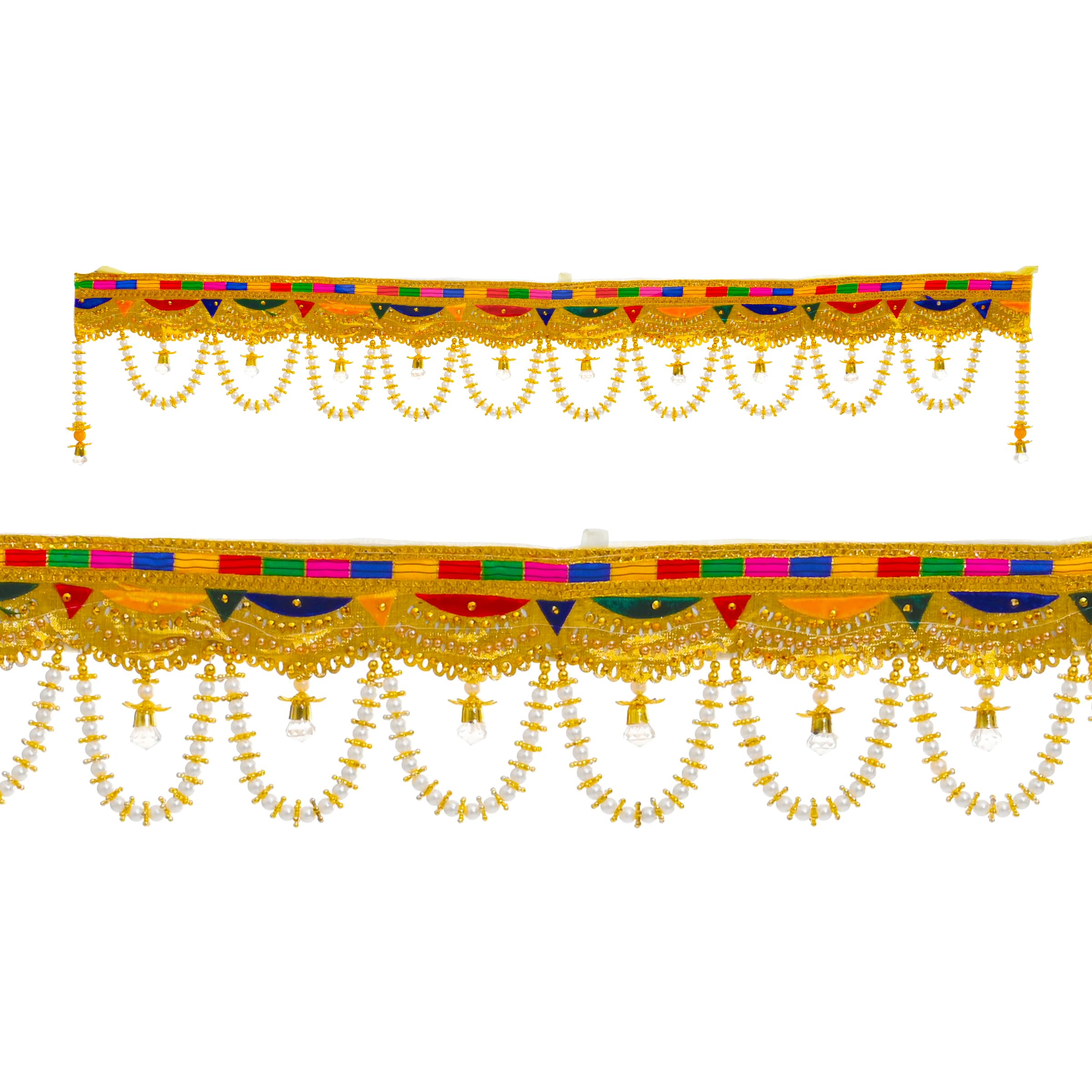 Toran Bandanwaar Decoration Traditional Handcrafted Door Wall Hangings Decorative Hanging for Home Temple Festival Wedding Function Party Décor and Gifting (White Beads)