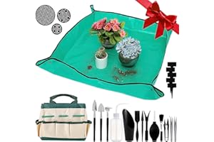 ANPHSIN 44 pcs Succulent Tool Set - 39.4" Indoor Plant Repotting Mat and 19 Pcs Mini Gardening Hand Tools Bag, Garden Plants Transplanting Supplies for Women Gardener Gifts Outdoor, Green