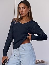 ANRABESS Womens Long Sleeve Cable Knit Sweater 2025