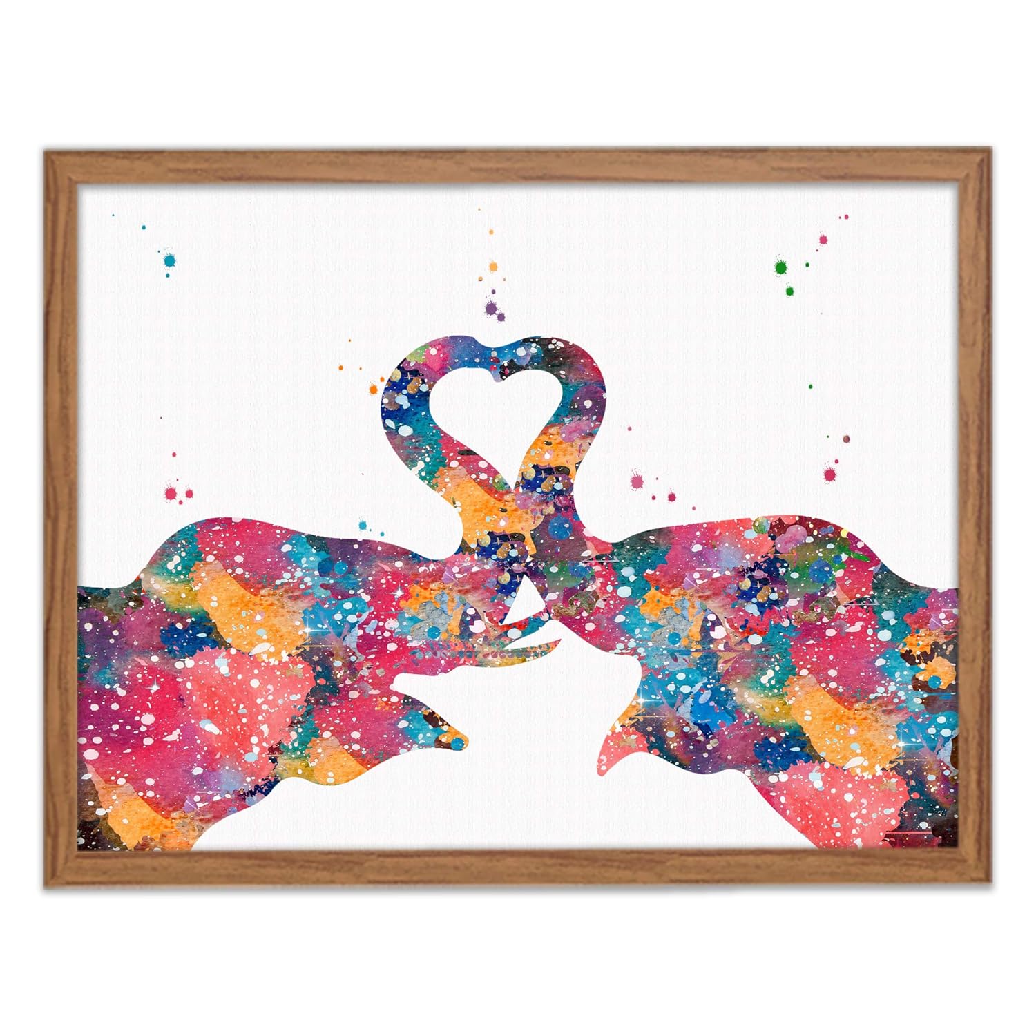 Elephant Lovers Heart Kiss Watercolor Poster Animal Art Prints Wall Decor Artworks Wall Art Home Decor Wall Hanging