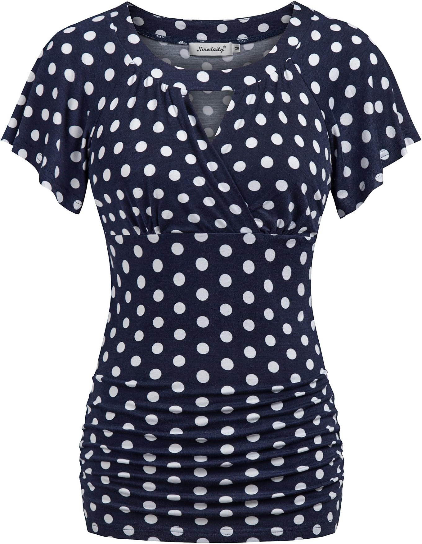 NinedailyWomen Dressy Tunic Tops Crossover V Neck Raglan Sleeve Ruched Blouse