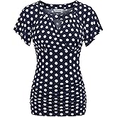 Ninedaily Women Dressy Tunic Tops Crossover V Neck Raglan Sleeve Ruched Blouse