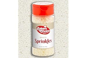 BAKER'S CHOICE Bakers Choice White Sprinkles for Baking - Jimmies Sprinkles for Ice Cream Toppings - Dairy Free, Kosher 2.8 oz.
