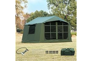 WaldZimmer Inflatable Camping Tent with Hand Pump Easy Setup Outdoor Blow up Tent 3-12 Person Oxford 4 Season Glamping Air Te