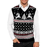 Arvilhill Men's Christmas Vest Sweater Warm Merry Sleeveless V-Neck Pullover(S-XXL)