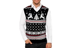 Arvilhill Men's Christmas Vest Sweater Warm Merry Sleeveless V-Neck Pullover(S-XXL)