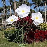 5.9 Ft Large Paper Artificial Flowers,Giant Flowers for Decoration,Standing Huge Handcrafted Poppy Flowers for Garden,Hotel,Office,Photography Props,Wedding,Art Gallery,Shop Window Display(B-White)
