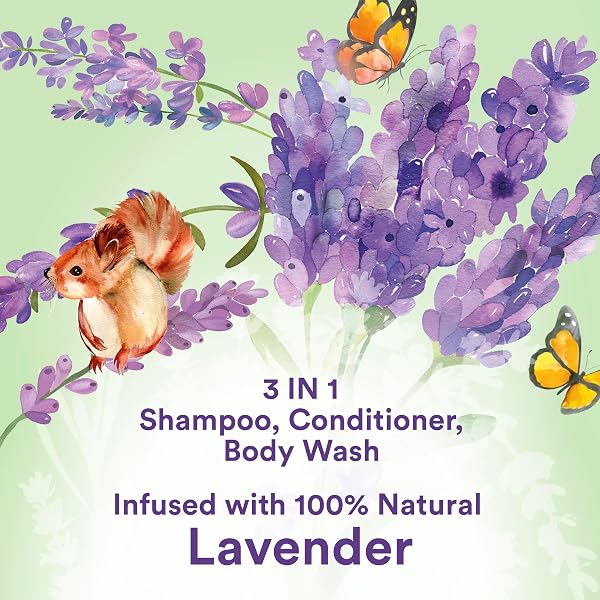 SUAVE KIDS NATURAL LAVENDER OIL 3-IN-1 TEAR FREE, BODY WASH, SHAMPOO AND CONDITIONERS, NO SULFATES, NO PARABENS, NO SILICONES, NO DYES, 16.5 OZ PACK OF 4