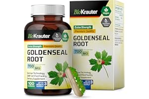 BIO KRAUTER Goldenseal Root Capsule 700 mg - 100 Golden Seal Powder Caps - Respiratory & Digestive Support - Vegan, No Fillers