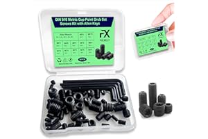 FIXXELY Set Screws Assortment Kit (M3, M4, M5, M6, M8) with Allen Keys – Black Durable 60 Pcs Metric Cup Point Alloy Steel for Bathroom Fixtures, Door Knobs, Faucets, Plumbing, and More
