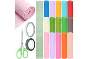 Wokape 118PCS 9.8" x 98" Crepe Paper Roll Assortment Kit, Crepe Paper Sheets with Green Floral Tape and Green Floral Iron Wir