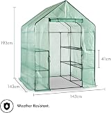 VonHaus Walk In Greenhouse with 8 Shelves Roll Up Door 193x143x143cm view 6