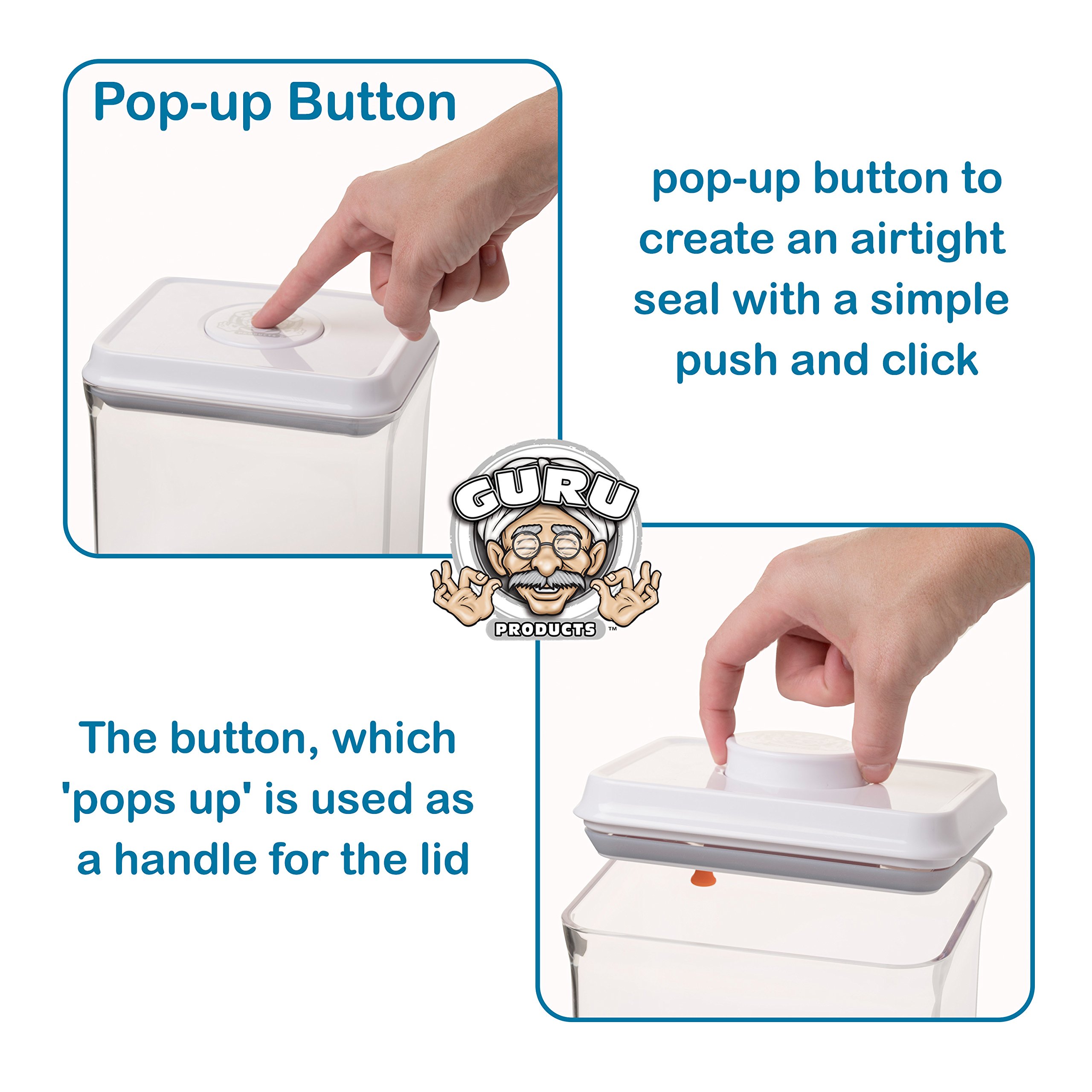 5 pc. Pop Up Set Clear Food Containers w Airtight Lids for Kitchen and