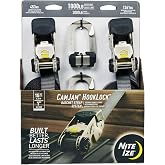 Nite Ize CamJam HookLock Ratchet Strap System - Adjustable, Heavy-Duty Tie Down Straps - Cargo Attachment with Spring-Actuated Hooks - Includes Ratchets, Hooks, Webbing &amp; Storage - Large (2 Pack)