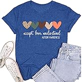 SUWATOIN Womens Autism Awareness Shirts Autistic Support T-Shirt Mental Health Tops