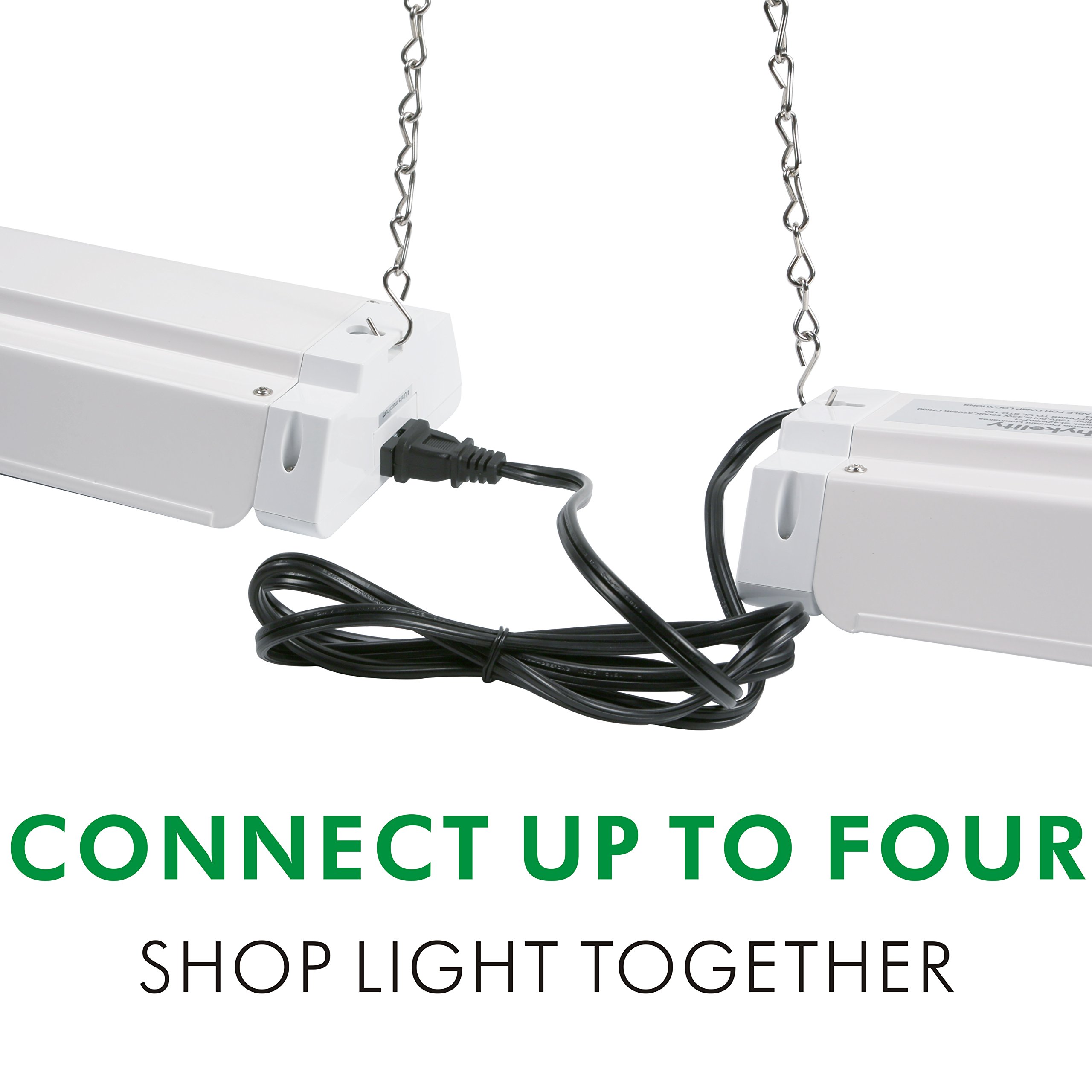 Hykolity 4FT 42W Linkable LED Shop Light with Pull Chain, Hanging or FlushMount Garage Utility Light with Cord, 5000K Workbench Light, 3700lm 64w Fluorescent Fixture Replacement, ETL Listed- 4 Pack