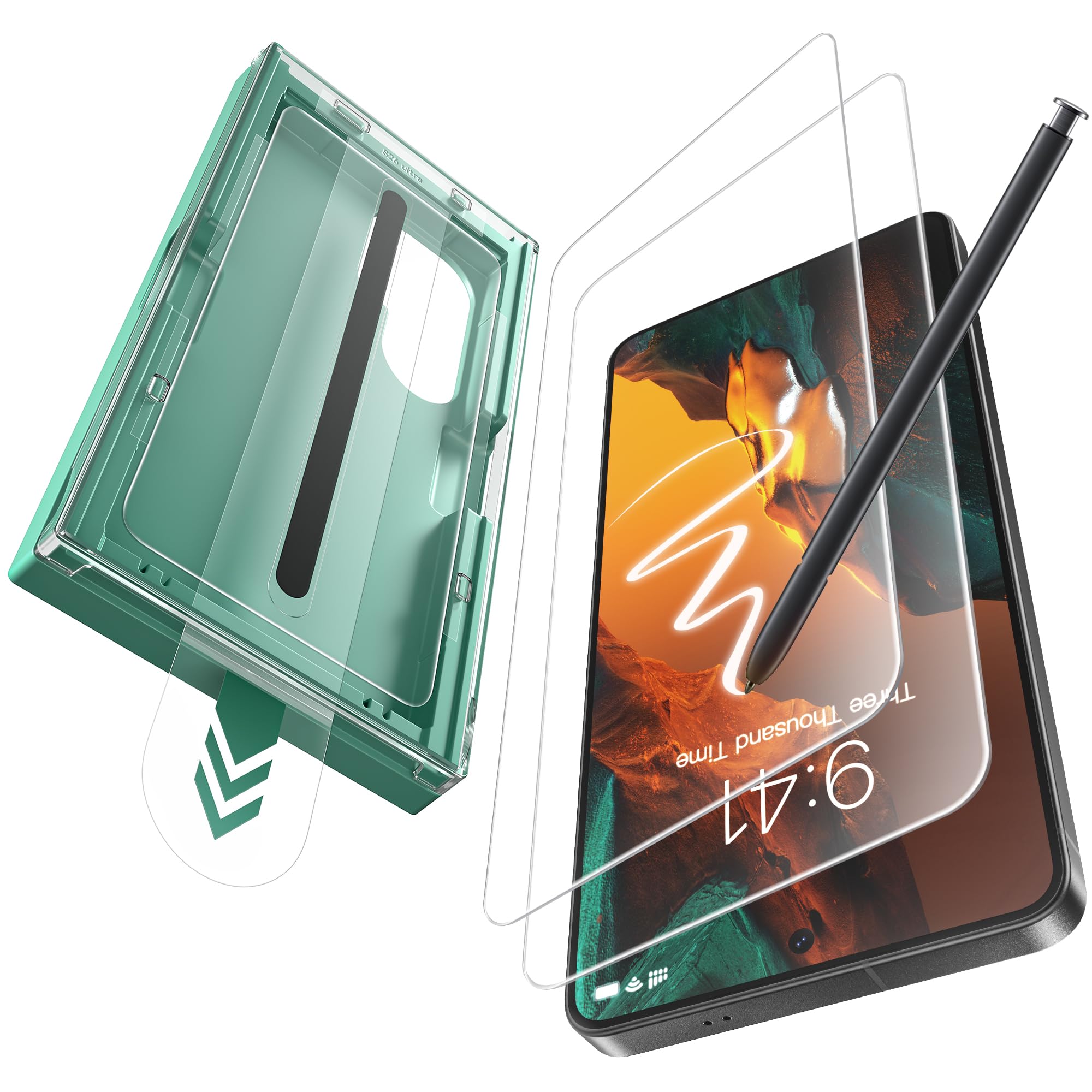 GOLBINBOX 9H+ for Samsung Galaxy S26 Ultra Screen Protector [12FT Military-Grade] [Compatible with Native Privacy Screen] Aerospace Glass, Anti-Blue Light, Full Coverage, Fingerprint Unlock, Touch Sensitivity, Case Friendly, Bubble-Free, 2 Pack