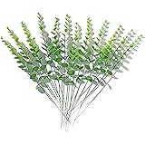 Mandy's 12pcs Green Artificial Eucalyptus Leaves with Individual Stem for Flower Bouquet Centerpiece Home Decorations