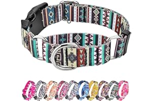 Hikiko Martingale Collar for Dogs with Bohemia Tribal Pattern Soft Nylon Strong Dog Collars for Small Medium Large Dogs Walking Training (Tribal,Medium)