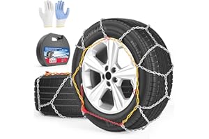 AHOALL Snow Chains for Car Tires Manual Tightening, Universal Adjustable Emergency Portable Tire Chains, Suitable for Commuter Car and SUV, Set of 2