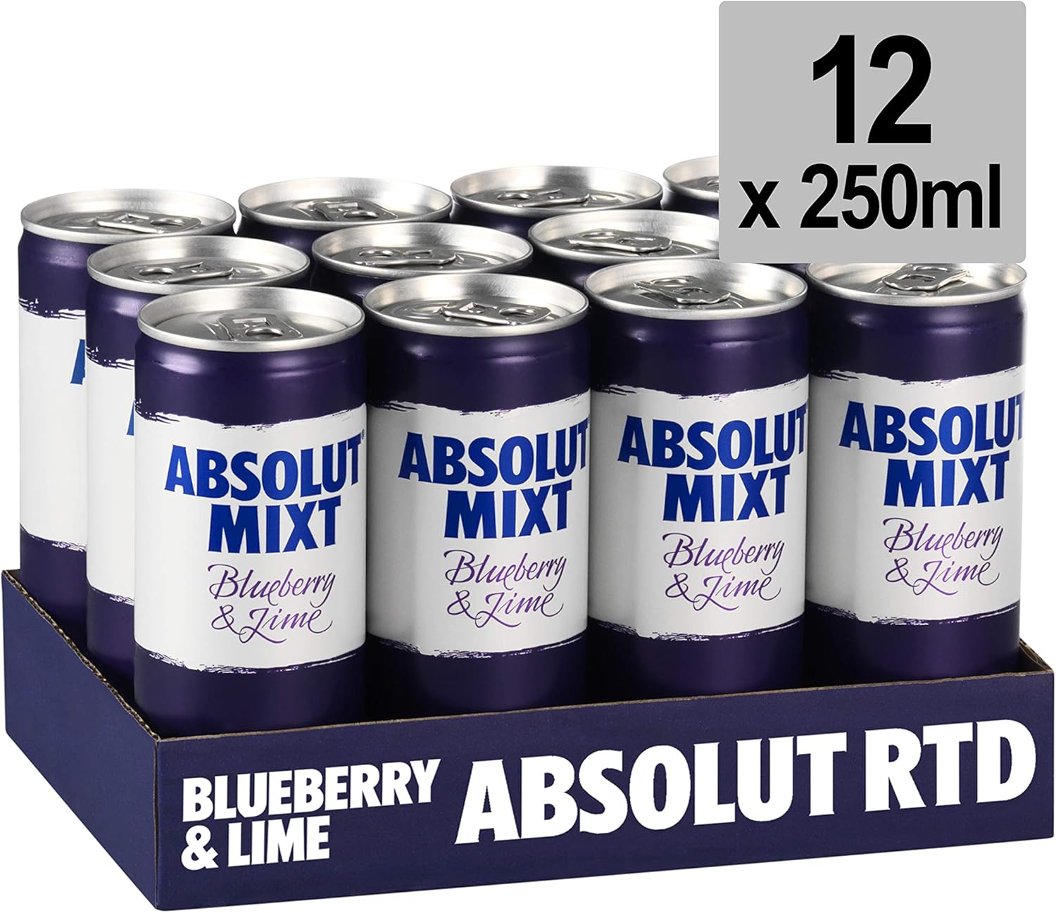 Absolut Mixt Blueberry and Lime Flavour Sparkling PreMixed Drink, 25