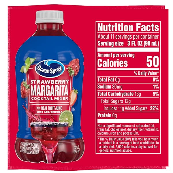 OCEAN SPRAY® STRAWBERRY MARGARITA COCKTAIL MIXER, DRINK MIXER MADE WITH REAL FRUIT JUICE, 32 FL OZ BOTTLE