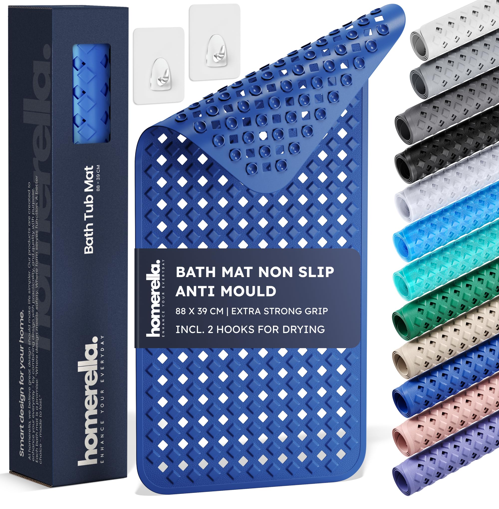 Bathtub Mat Non Slip Anti Mould 88x39cm - homerella® Shower Mat Machine Washable & BPA free, Shower Mat Non Slip Anti Mould, Anti Slip Bath Mat, Shower Mats for Inside Shower and Tub