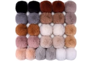 BQTQ 26 Pieces Faux Rabbit Fur Pom Pom Fluffy Pompom Balls with Elastic Loop for Hats Keychain Scarves Gloves Bags Accessories(13 Soft Colors, 2 Pcs Each Color)