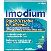 Imodium Diarrhea Relief, Quick-Dissolve Mint Flavour Tablets, Quick Dissolve Diarrhea Relief Loperamide Hydrochloride, 10 Cou