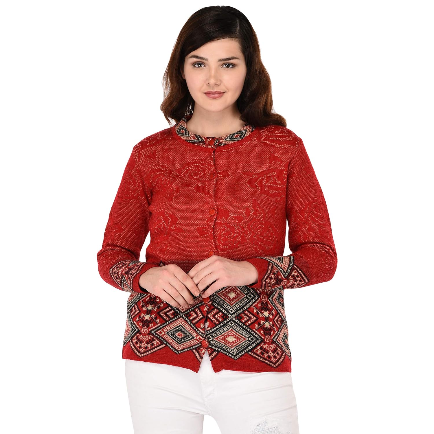 ewools woolen multicolor cardigan top sweater