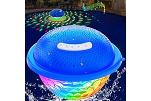 KingSom Bluetooth Pool Speaker,Floating Pool Speaker with Colorful Lights,Hot Tub Speaker IP68 Waterproof Pool Speaker,16W Loud Stereo Sound Bluetooth Speaker,TWS Pairing Floating Speaker for Pool