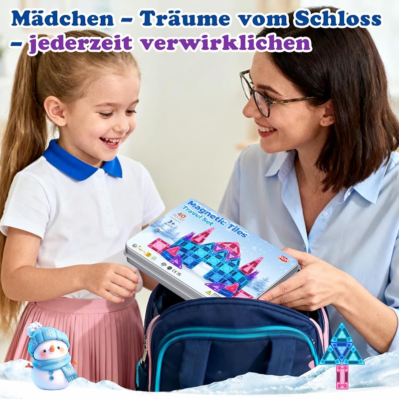 Mini Magnetische Bausteine 40PCS Magnetbausteine Reiseset Spiel
