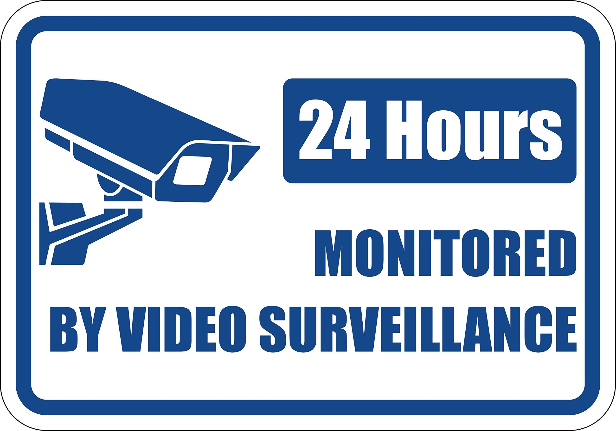Property Under 24 Hour Video Surveillance Sign 7" x 10" Durable Aluminum. Won't Rust. Easy Installation with pre-drilled Holes