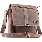 Handmade World Full Grain Buffalo Leather Small Crossbody Bag 10 Inch Tablet Messenger Bag 'The NobleEra' Shoulder Satchel Everyday Bag For Travel Work Business.