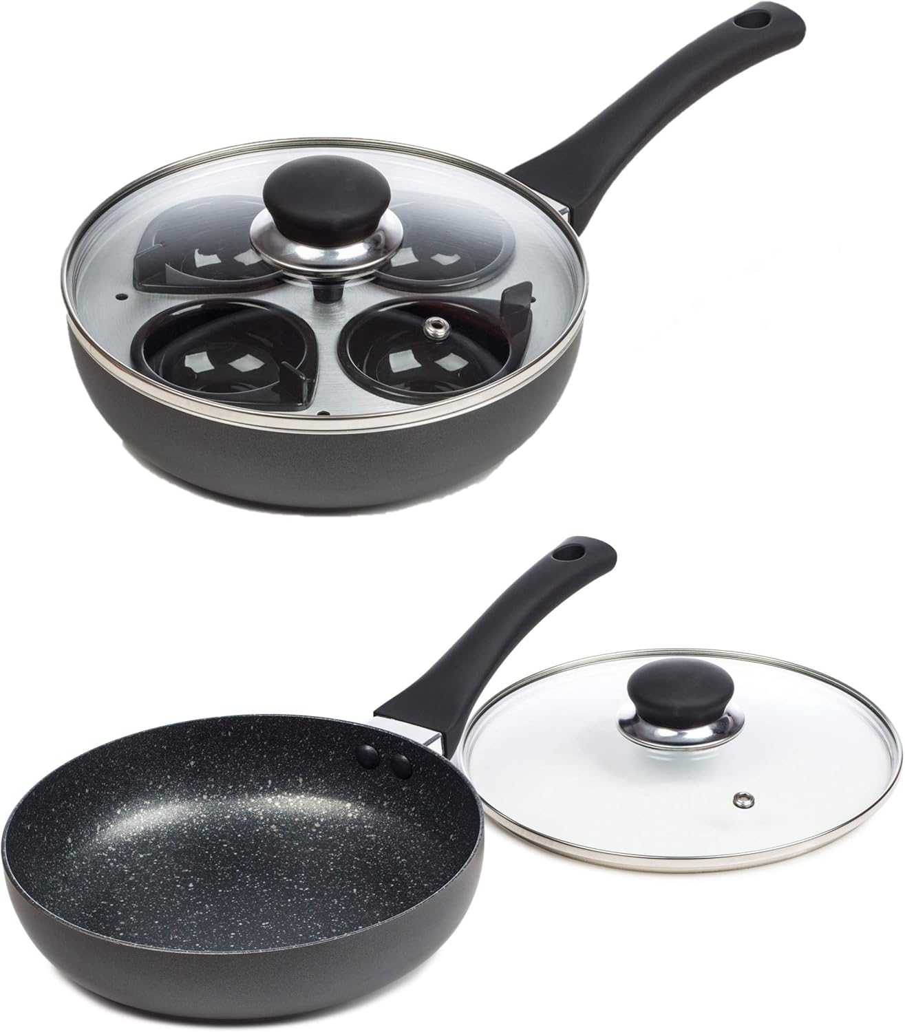 ChefMate Egg Poacher Pan Poached Egg Boiler and Non Stick Frying Pan