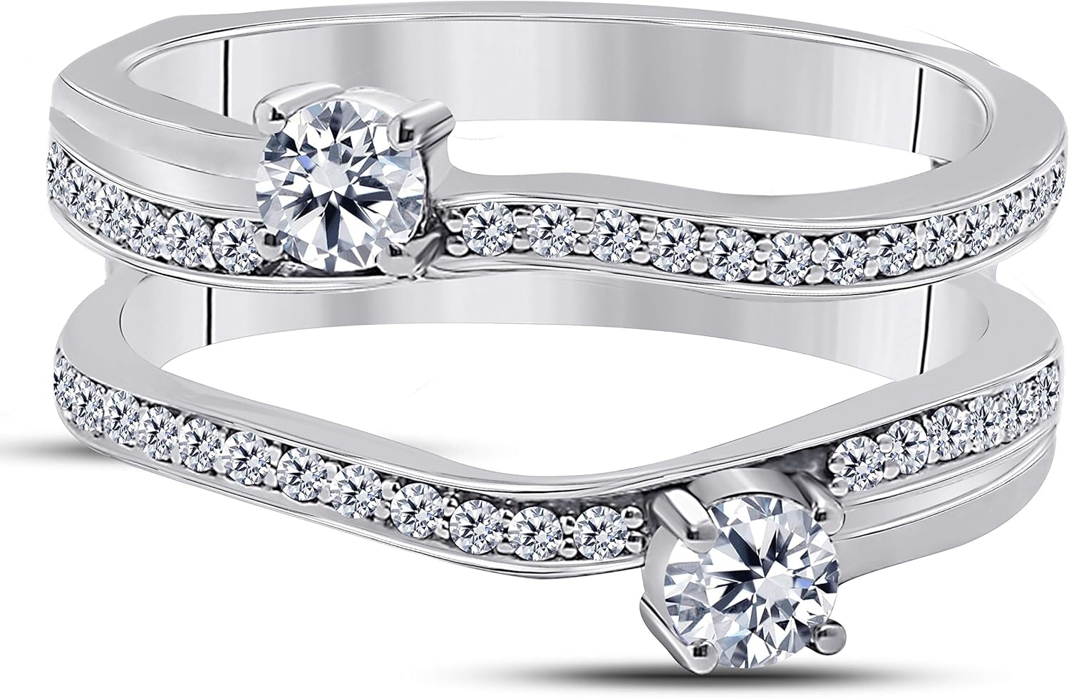 Women Anniversary Wedding Band Enhancer Guard Two Stone