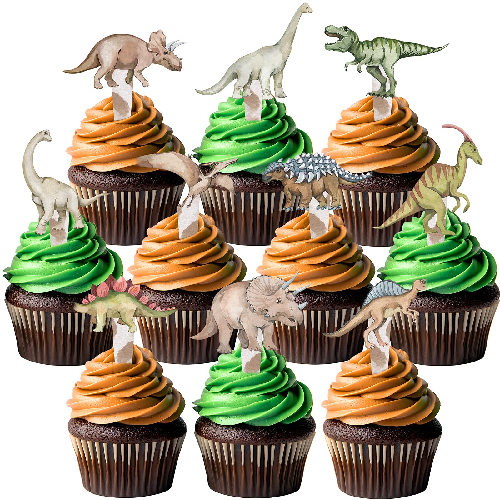 Photo 1 of 40 PCS Dinosaur Cupcake Toppers