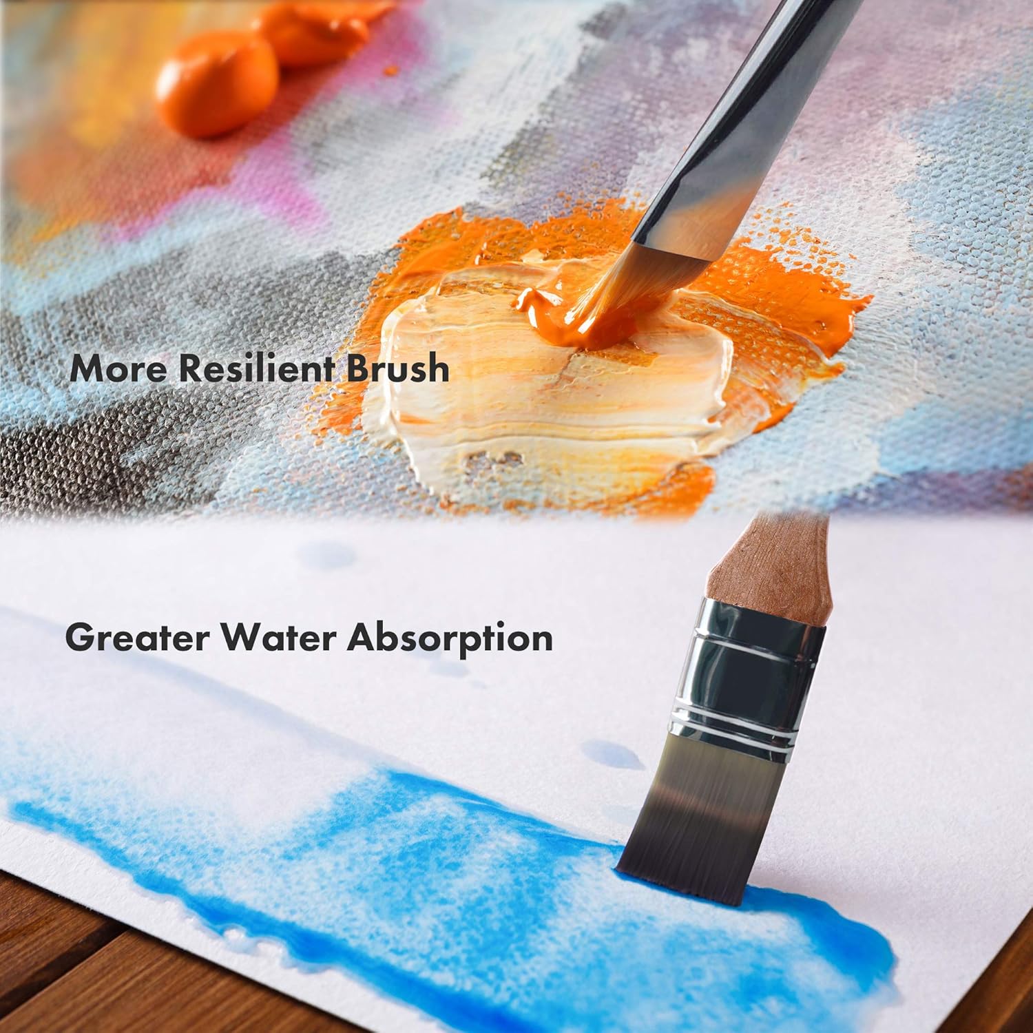 ARTIFY 24 pcs Paint Brush Set, Expert Series, Enhanced Synthetic Brush Set with Canvas Roll and Palette Knife for Acrylic Oil Watercolor Gouache (Birch)