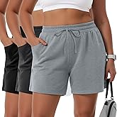 Neer 3 Pack Women's Plus Size Sweat Shorts Lounge Athletic Drawstring High Waisted Trendy Summer Shorts with Pockets