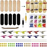 DisplayMore Premium Wooden Fingerboard Deck - Includes Prolific Foam Tape &amp; Multicolour Wheels, The Classic - 30mm x 100mm - Pre-Drilled Holes Size (164PCS Finger Skateboard DIY Set)