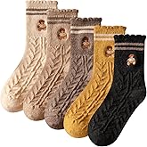 Daphene Womens Trendy Cute Wool Socks | Winter Thick Warm Holiday Gifts | Cartoon Design Comfortable Non-Slip | Multi-Color