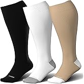 LEVSOX Wide Calf Compression Socks for Women&Men Plus Size 15-20mmHg Knee High Large Support Stockings for Circulation