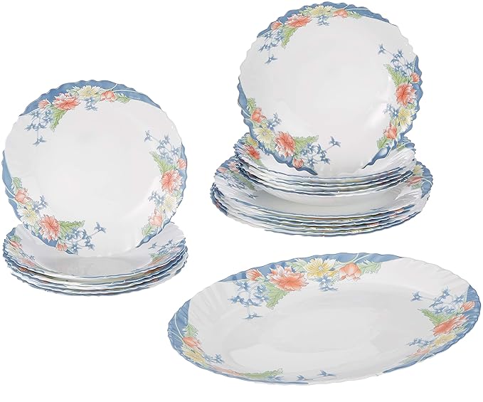 Dajar Tafelservice Florine von Arcopal 19 TLG, Glas, Weiß; Rot; Blau; Gelb 33 x 33 x 31 cm, Einheiten