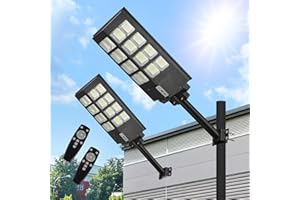Lovus 2Pack LED Solar Street Lights Outdoor, 4000W 400000LM Parking Lot Lights Dusk to Dawn with Motion Sensor, Commercial Flood Security Light Solar Powered for Garage
